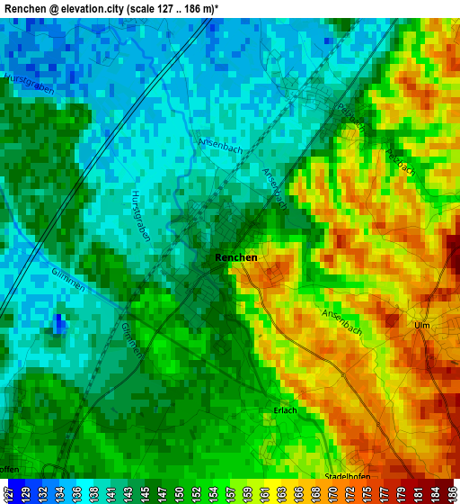 Renchen elevation map