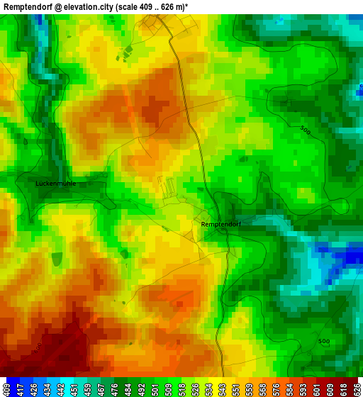 Remptendorf elevation map