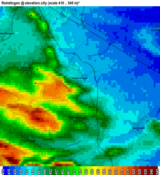 Reimlingen elevation map