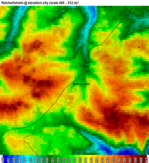 Reichertsheim elevation map