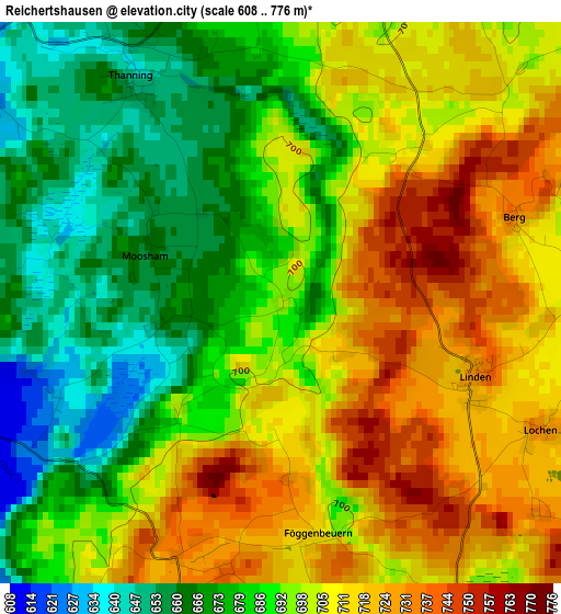 Reichertshausen elevation map