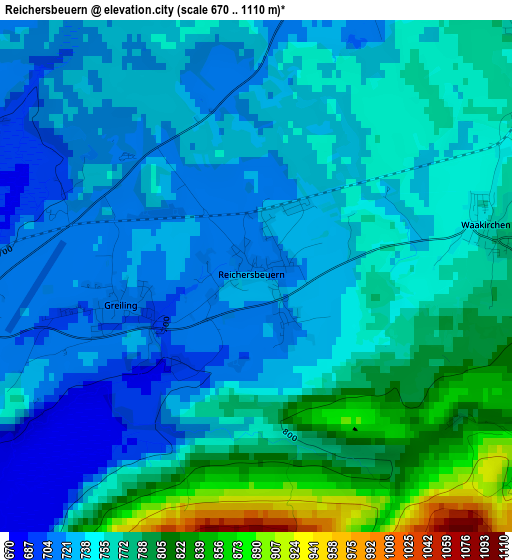 Reichersbeuern elevation map