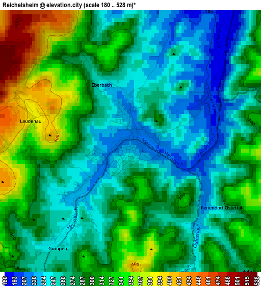 Reichelsheim elevation map