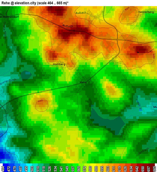 Rehe elevation map