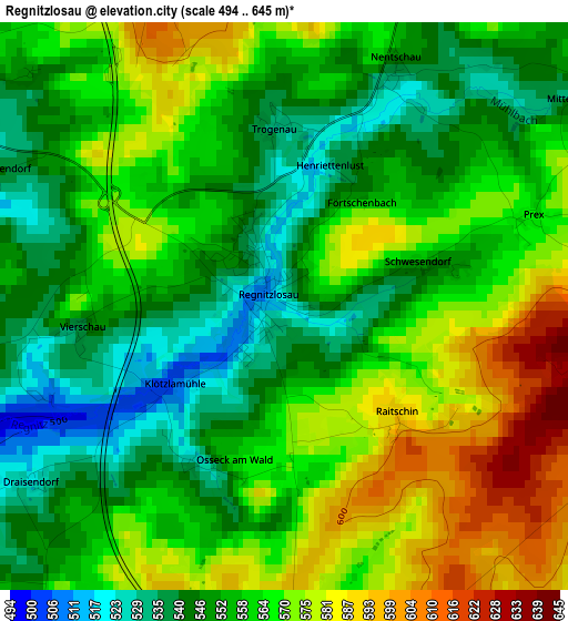 Regnitzlosau elevation map