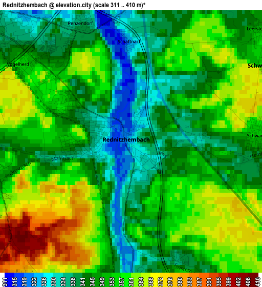 Rednitzhembach elevation map