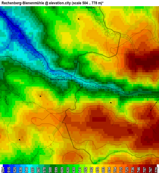 Rechenberg-Bienenmühle elevation map