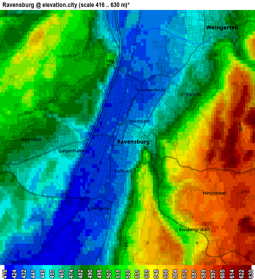 Ravensburg elevation map