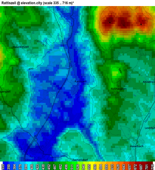 Rattiszell elevation map