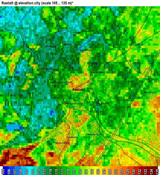 Rastatt elevation map