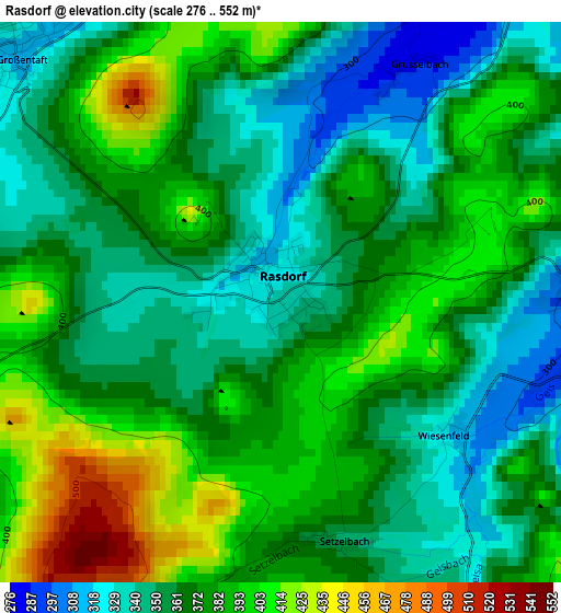 Rasdorf elevation map