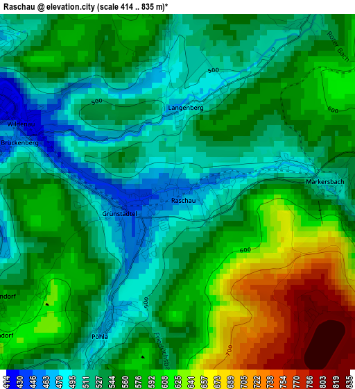 Raschau elevation map