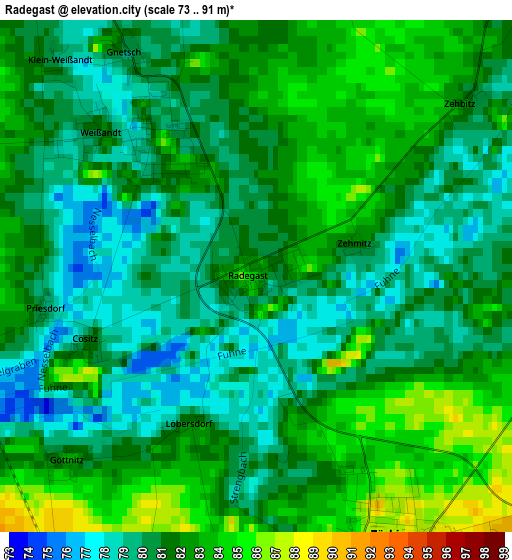 Radegast elevation map