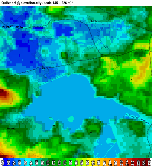 Quitzdorf elevation map