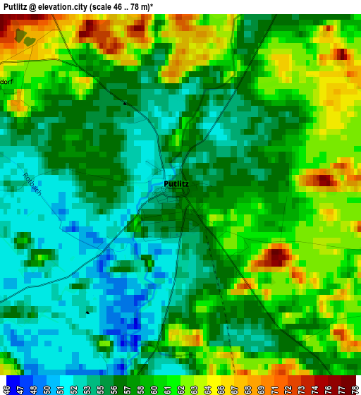 Putlitz elevation map