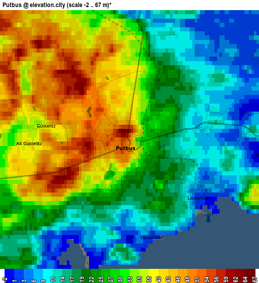 Putbus elevation map