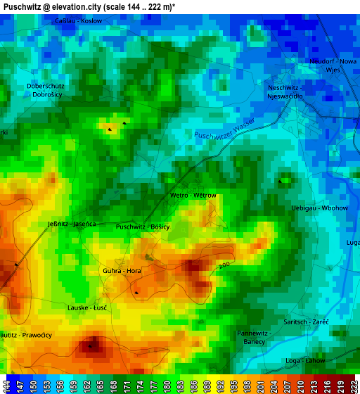 Puschwitz elevation map