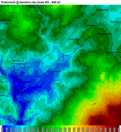 Pullenreuth elevation map