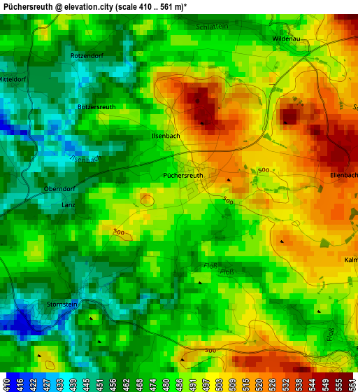 Püchersreuth elevation map