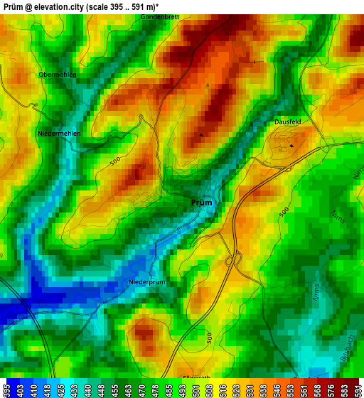 Prüm elevation map