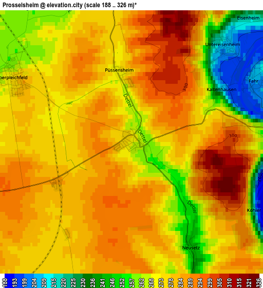 Prosselsheim elevation map