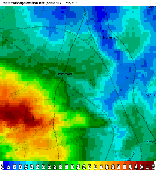 Priestewitz elevation map