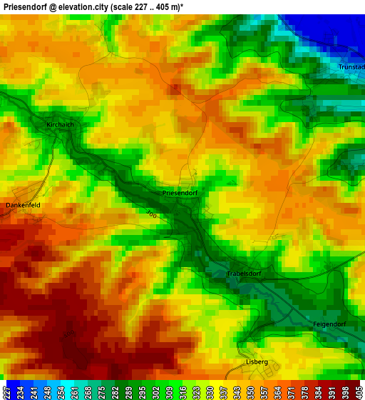 Priesendorf elevation map