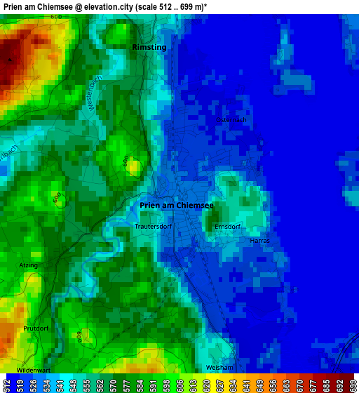 Prien am Chiemsee elevation map