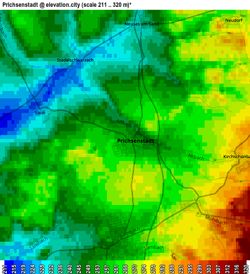 Prichsenstadt elevation map
