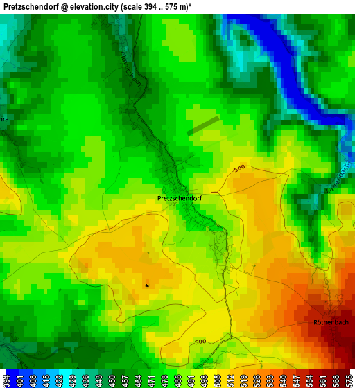 Pretzschendorf elevation map