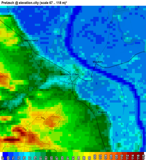 Pretzsch elevation map