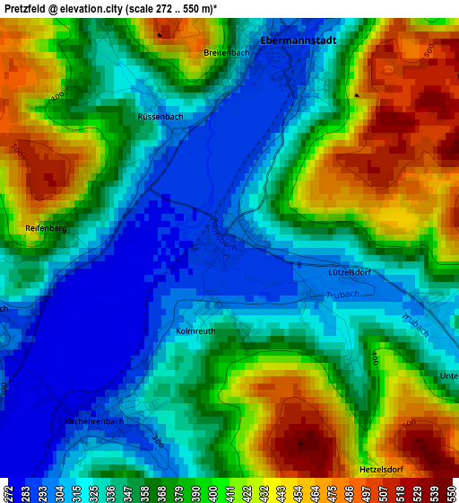 Pretzfeld elevation map