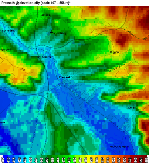 Pressath elevation map