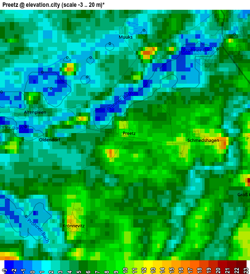 Preetz elevation map