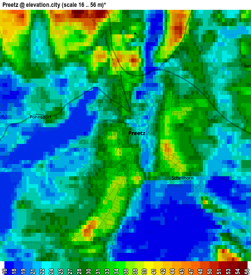 Preetz elevation map