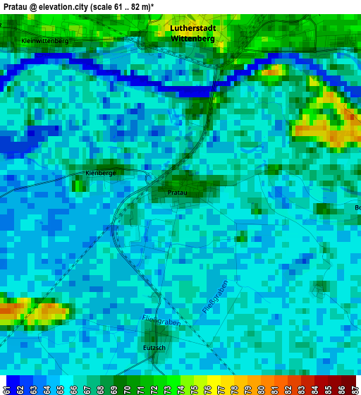 Pratau elevation map