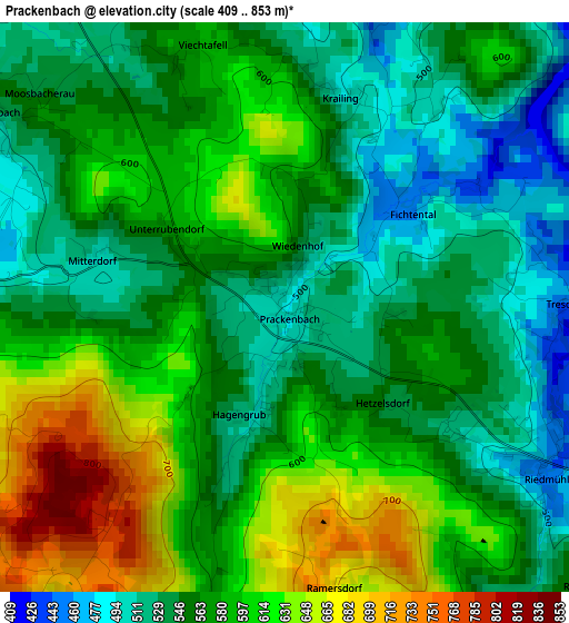 Prackenbach elevation map