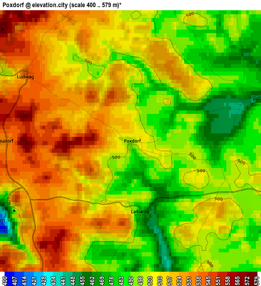 Poxdorf elevation map