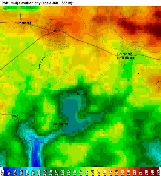 Pottum elevation map