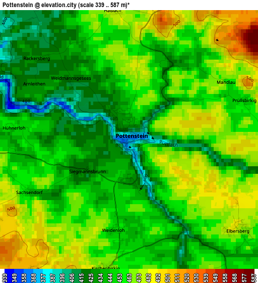 Pottenstein elevation map