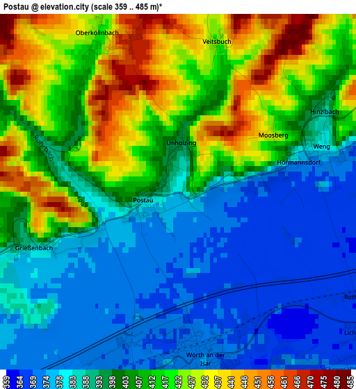 Postau elevation map