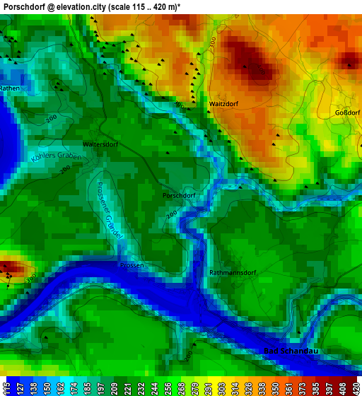 Porschdorf elevation map