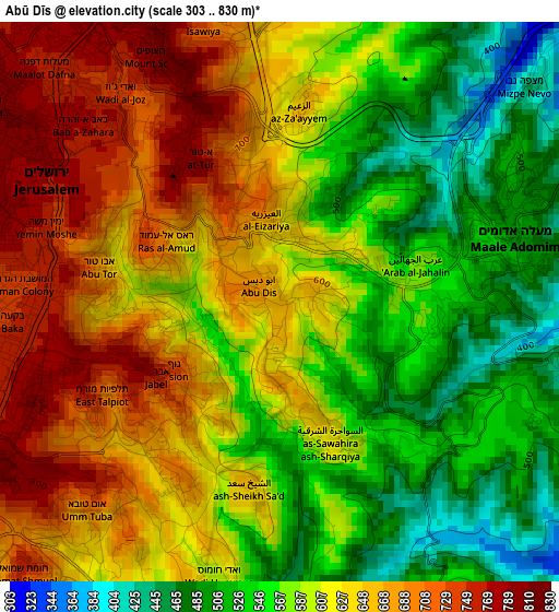Abū Dīs elevation map