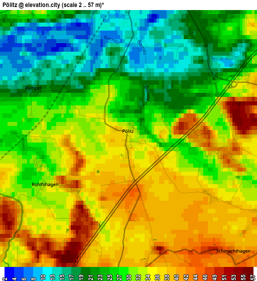 Pölitz elevation map
