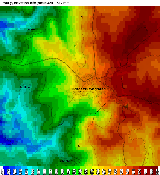 Pöhl elevation map