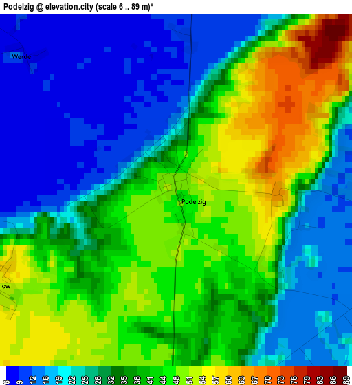 Podelzig elevation map