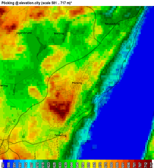 Pöcking elevation map