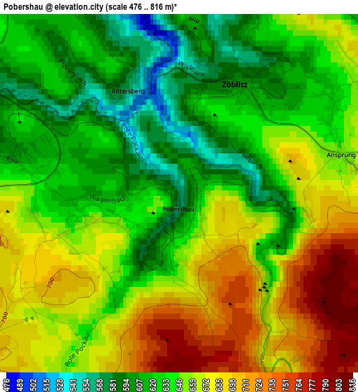 Pobershau elevation map