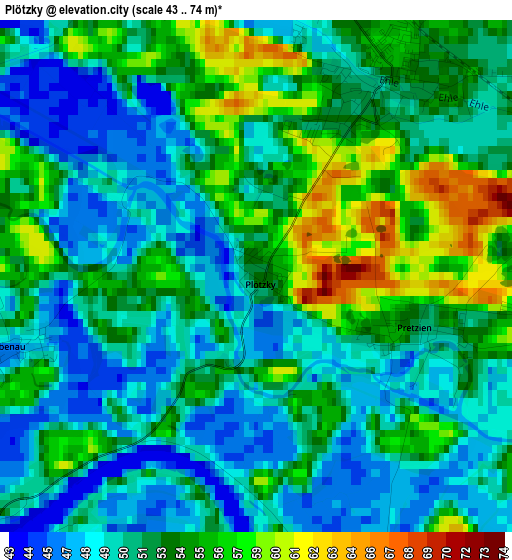 Plötzky elevation map