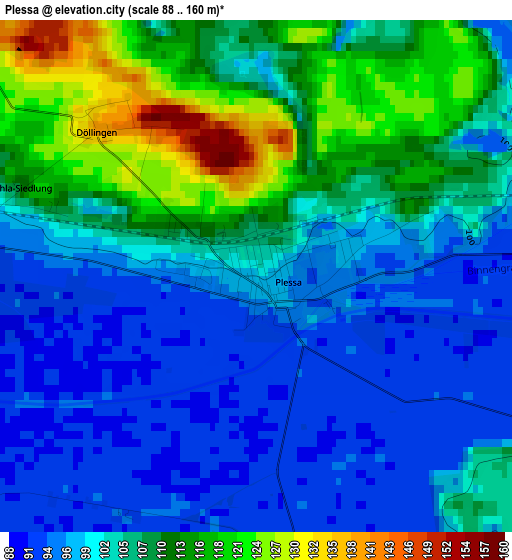 Plessa elevation map